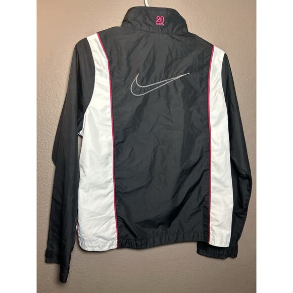 VTG 90s Nike Windbreaker Lined Black Jacket Women Size M (8-10) Embroider Swoosh - Picture 2 of 4